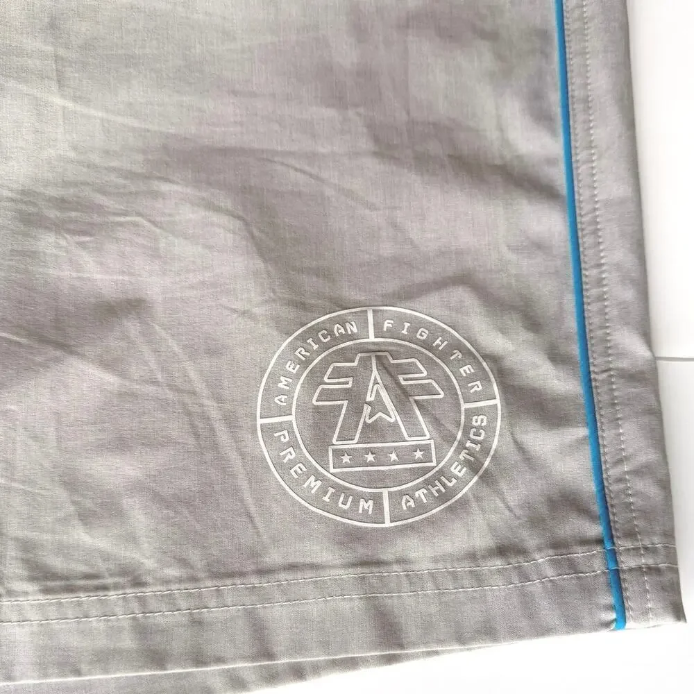 American Fighter Mens 38 Grey/Blue Swim Trunks Lining